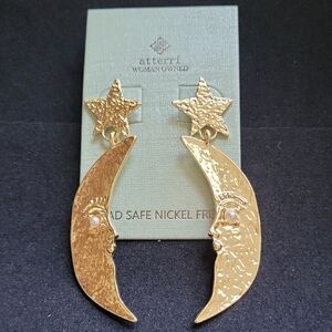Atterri Golden Moon and Star Earrings
